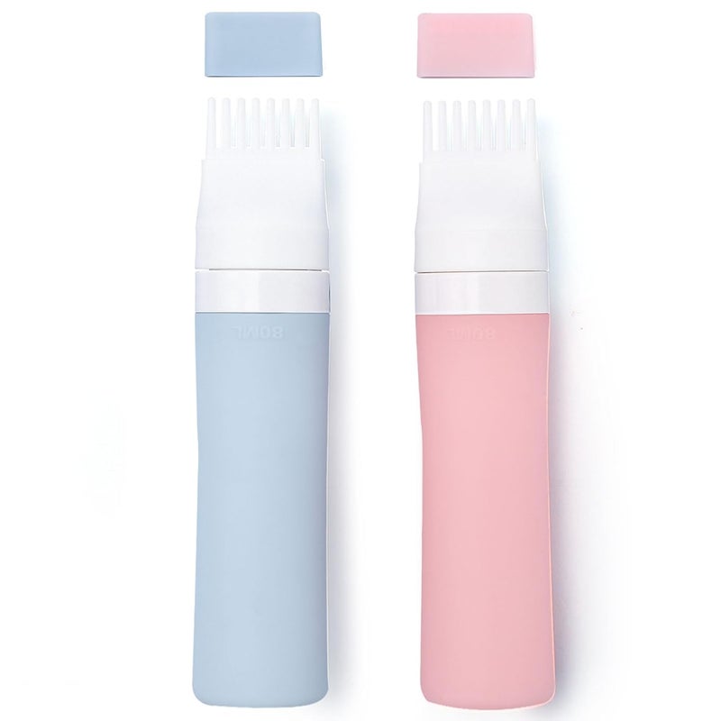 Lapfoon 2 Packs Silicone Hair Oil Applicator, 2.7 Ounce Root Comb Applicator Bottle for Hair Dye, Hair Dye Comb Brush, Scalp Oil Applicator Bottle - Image 1